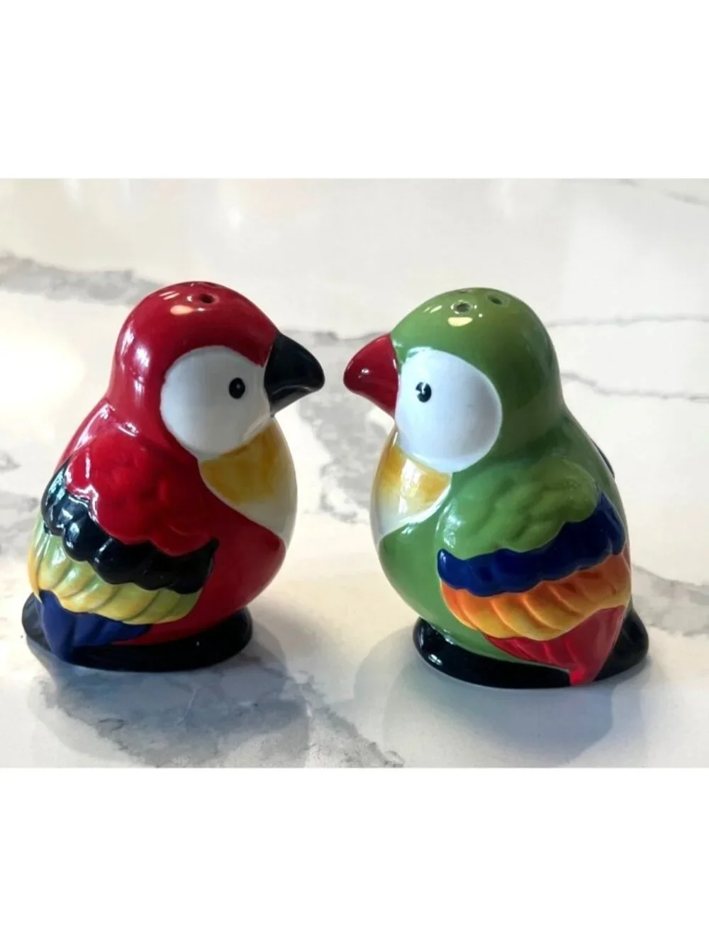 Pier 1 (retired) salt and pepper shakers, colorful parrots